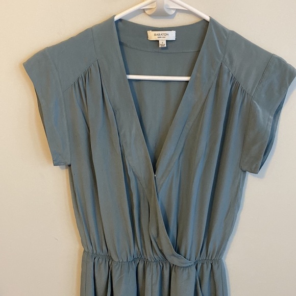 Aritzia Babaton Corbett Silk Romper in Light Jade - Picture 4 of 6